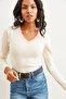 Women's Ecru Powder Collar Detailed Raised Lycra Blouse Blz- 19002746 - 6