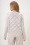 Beige V-Neck Diamond Patterned Floral Embroidered Perforated Openwork Knitwear Sweater Alc-X13262 - 6