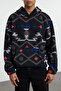 Siyah Unısex Oversize/Geniş Kesim Desenli Şerpa Polar/Peluş Kapüşonlu Sweatshirt TMNAW25SW00147 - 3