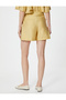 High Waist Pocket and Pleat Detailed Mini Satin Shorts - 4