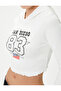 Ultra Crop Hooded T-Shirt Printed Long Sleeve Ribbed Cotton - 5
