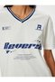 Cotton Short Sleeve V-Neck T-Shirt - College Printed - 5