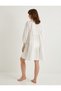 Scallop Beach Dress Balloon Sleeve V-Neck Flounces - 4