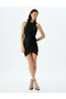 Halter Neck Dress Mini Sleeveless Asymmetrical Cut Draped