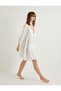 Scallop Beach Dress Balloon Sleeve V-Neck Flounces - 2