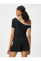 Boat Neck T-Shirt Bias Off Shoulder Short Sleeve Slim Fit - 4
