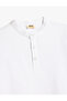 Basic Polo Neck T-Shirt Short Sleeve Button Detailed - 3