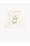 Dog Print Long Sleeve Cotton Crew Neck T-Shirt