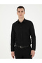 Black Slim Fit Dobby Long Sleeve Shirt 50289391-Vr046