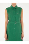 Green Sleeveless Regular Fit Shirt Dress 50283652-Vr054 - 5