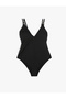 Strappy V-Neck Swimsuit - Buckle Detailed - 6