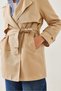 Women's Beige Front Aller Detail Medium Length Trench Coat 2423 60351113 - 5