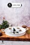 37 cm Metal Coffee and Tea Presentation Tray with White Wooden Handles - Stylish and Durable Design