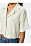 Crop Shirt Oversize Buttoned Short Sleeve Turn-Down Collar Linen Blend - 5