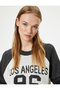 Crew Neck Sweatshirt with College Pattern and Raglan Sleeves