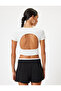 Crop T-Shirt Back Detail Crew Neck Short Sleeve Slim Fit - 4