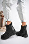 Women's Fur Lined High Sole Very Light Winter Waterproof Chelsea Boots Black - 7
