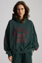 Possıbılıty Women's Embroidered Printed Hooded Green Sweatshirt