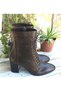 N130 Genuine Leather Women's Classic Heeled Boots with Laces and Zipper - 2