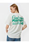 College Printed Oversize Crew Neck T-Shirt - 4