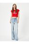 Short Sleeveless T-Shirt College Themed Printed Crew Neck Cotton - 2