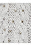 Openwork Knitwear Sweater with Bead Embroidery and Stand Collar - 6