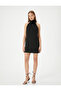 Halter Neck Mini Dress with Rose Appliqué Detail - 3