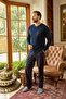 Men's Pajama Set - Cotton Combed, Single Jersey Long Sleeve, Plaid Bottom, 240802   New Season - 2