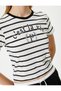 Slogan Printed T-Shirt Crew Neck Short Sleeve - 5