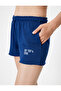 Slogan Embroidered Lace Up Waist - Cut-Cut Slim Fit Shorts - 5