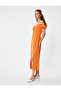 Balloon Sleeve Dress Midi Ruffled Boat Neck Lace Detailed Slit