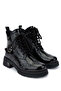 Women's Genuine Leather Black Patent Leather Casual Boots - 2