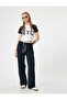 Crop T-Shirt College Printed Crew Neck Slim Fit Color Block - 2