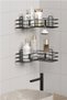 Adhesive 2Pcs Bathroom Corner Holder Corner Shelf Shower Shampoo Holder Wall Organizer Organizershelf Black Metal - 6