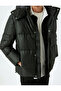 Slim Fit Hooded Faux Leather Puffer Jacket - 6