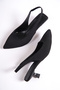 Women's Black Satin Small Heeled Stiletto Classic Shoes Mr852 - 2