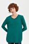 Women's V-Neck Stone Necklace Patterned Ligra Blouse A.Ö.Başı - 8