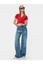 Crop Polo Neck T-Shirt Front Gathered Tie-Up Textured