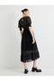 Maxi Tulle Dress Lined Short Balloon Sleeve Embroidered Layered Ruffles - 4