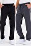 Black-anthracite Back Pocket Label Detailed Straight Leg Men's Cotton 2-Piece Sweatpants Pack