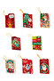 New Year's Greeting Card Mini Size 5X7 cm Glitter Embossed Can Be Hung on the Tree 8 Gift Note Cards
