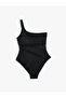 One-Shoulder Swimsuit Covered with Transparent Tulle Detail - 7