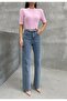 Belted Stone Detail Lycra Palazzo Wide Leg Jeans - 4