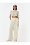 Double Breasted Wide Leg Trousers Linen Viscose Blended with Pockets