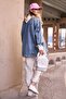 Plain Shirt Collar Women's Blue Denim Jacket Zyn-58742 - 6