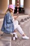 Plain Shirt Collar Women's Blue Denim Jacket Zyn-58742 - 2