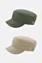 Men's Fidel Castro Hat 2-Piece Cap with Rosette Detail - Khaki/Beige