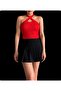 Plain Knit Lycra Standard Size Knitwear Crop Tank Top Blouse with Cross Collar Straps