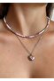 2-Piece Silver Zircon Heart Pendant Combin - 3