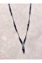 Natural Stone Bohemian Men's Long Necklace - Lapis Lazuli Natural Stone Stringed Bohemian 65cm Nail Pendant Necklace - 6